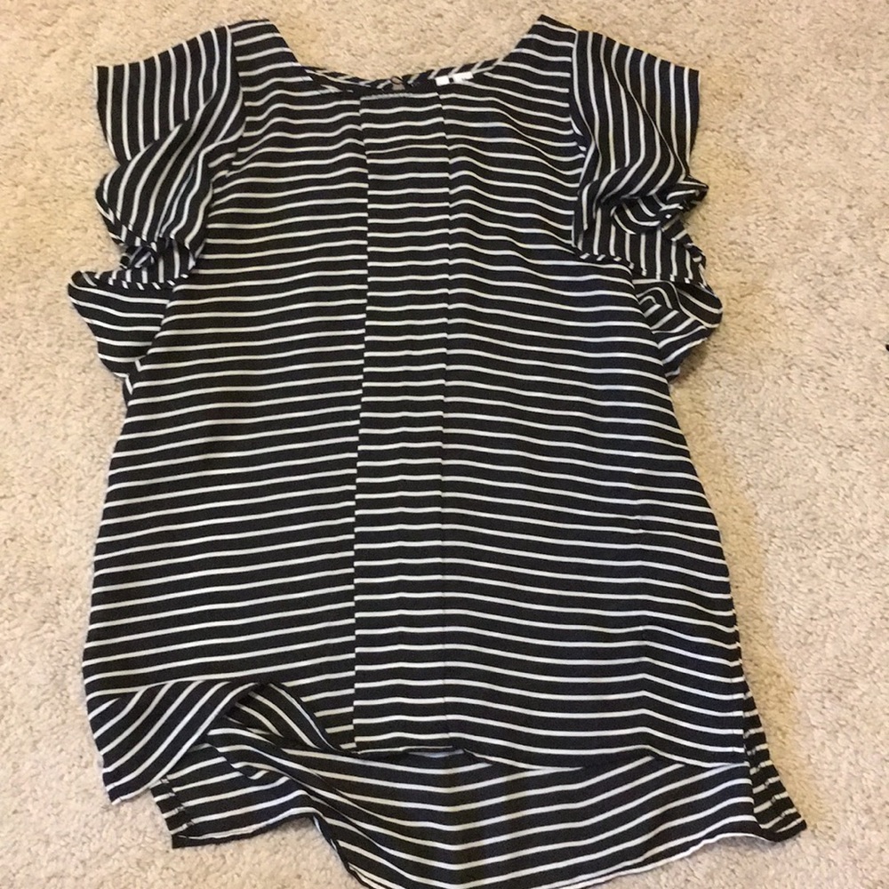 Striped ruffle sleeve top